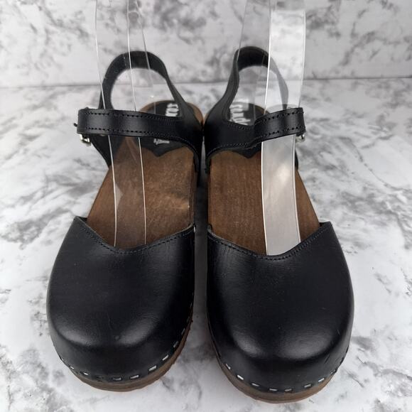 Sandgren Sweden Saragasso Classic Clog Size 39 US 8 Black Leather Slingback - Picture 2 of 10